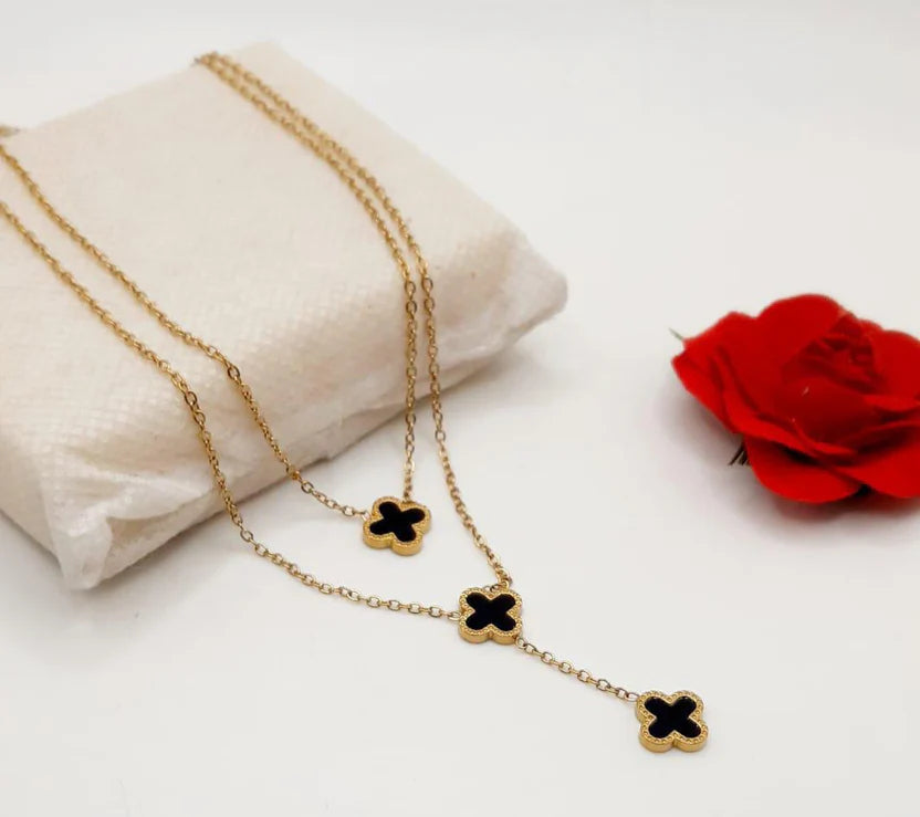 Elegant Clover Design Double Layer Necklace – Fashion Jewelry